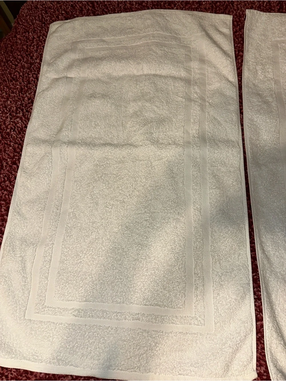 White 100% Cotton Hotel-Style Banded Bath Mat / Bathroom Floor Towels (19